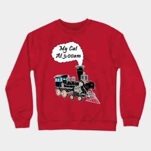 Speeding Train Hyper Black Cat at 3:00am Crewneck Sweatshirt